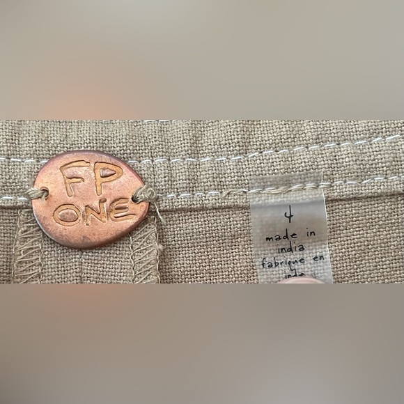 FP Free People tan One Viola slouchy tie front pleated shorts with pockets; 4 - Picture 7 of 9